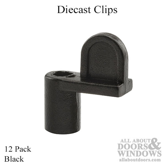 Window Screen Diecast Clips, 7/16 Inch - Black - 12 Pack