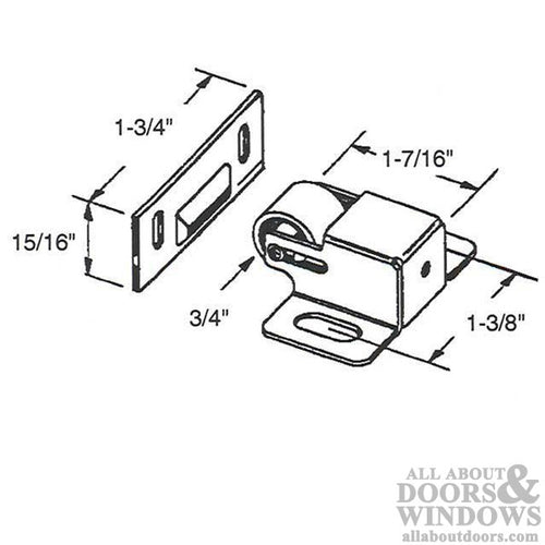 Roller Catch, Cabinet & Closet Door - Brass - Roller Catch, Cabinet & Closet Door - Brass