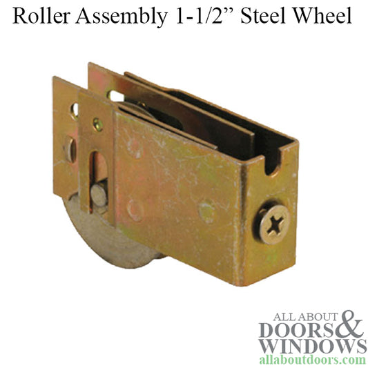 Sliding Patio Door Roller Assembly with Adjustable Steel U Tab Housing 1.5 Inch Steel Ball Bearing Wheel Diameter