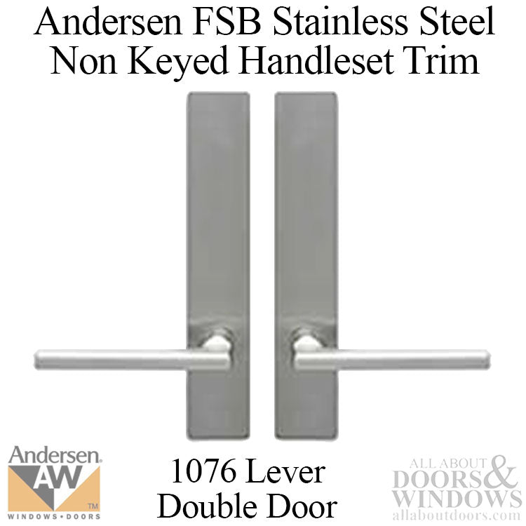 Andersen FSB 1076 Non Keyed Trim Set for Double Door - Stainless Steel - Andersen FSB 1076 Non Keyed Trim Set for Double Door - Stainless Steel