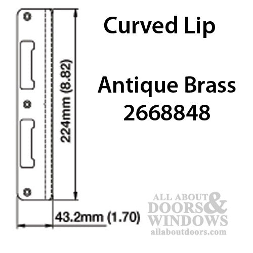 Latch & Deadbolt Strike, Curved Lip - PC0010N  1.70 x 8.82 - Antique Brass - Latch & Deadbolt Strike, Curved Lip - PC0010N  1.70 x 8.82 - Antique Brass