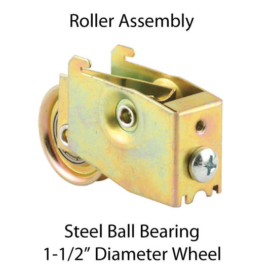 Roller Assembly - Sliding Patio Door, Steel Ball Bearing, 1-1/2" Steel Wheel Diameter