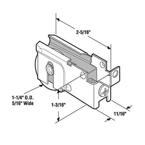 Sliding Door Roller for Northrop Glass Doors 1.25 Inch Single Steel Wheel Roller with Adjustable F Tab Housing - Sliding Door Roller for Northrop Glass Doors 1.25 Inch Single Steel Wheel Roller with Adjustable F Tab Housing