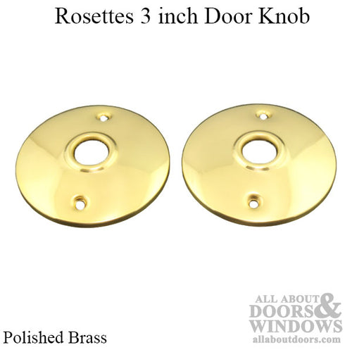 Rosettes, Door Knob 3 inch  - Polished Brass (Pair) - Rosettes, Door Knob 3 inch  - Polished Brass (Pair)