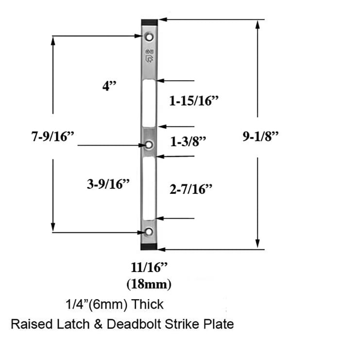 Non-handed Latch & Deadbolt Strike Plate, 1/4 inch raised - Non-handed Latch & Deadbolt Strike Plate, 1/4 inch raised