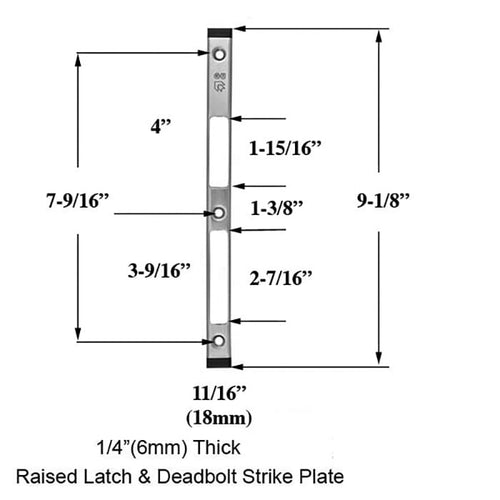 Non-handed Latch & Deadbolt Strike Plate, 1/4 inch raised - Non-handed Latch & Deadbolt Strike Plate, 1/4 inch raised