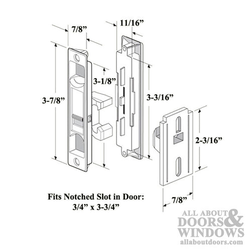 Non-Handed Latch, Pull & Strike for Sliding Screen Door - Black - Non-Handed Latch, Pull & Strike for Sliding Screen Door - Black