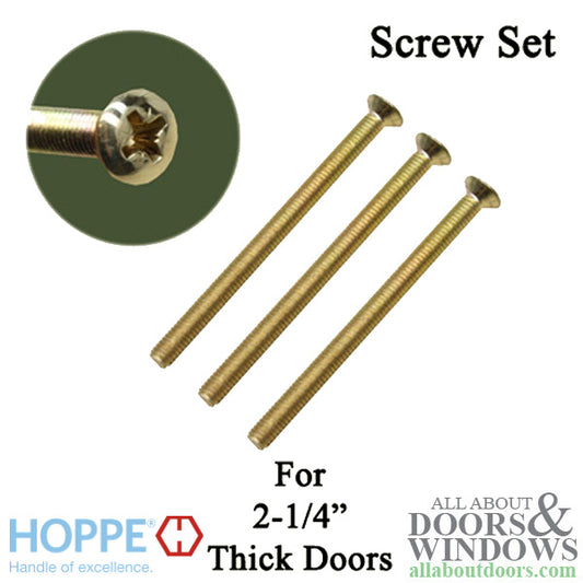 HOPPE Handle Screws – M5 x 65mm – Brass – 3 Pack for 2-1/4 Inch Thick Door