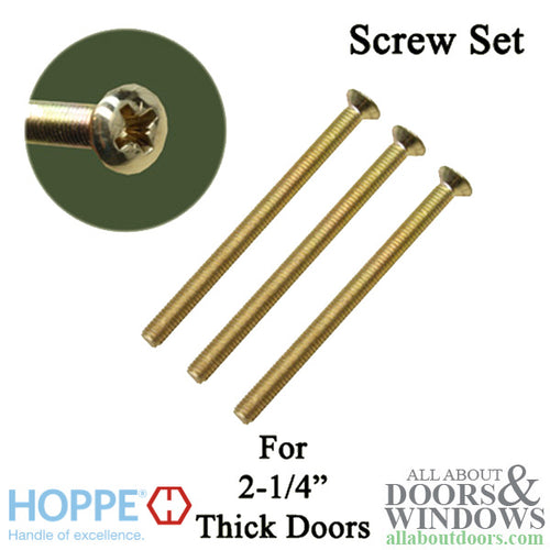 HOPPE Handle Screws – M5 x 65mm – Brass – 3 Pack for 2-1/4 Inch Thick Door - HOPPE Handle Screws – M5 x 65mm – Brass – 3 Pack for 2-1/4 Inch Thick Door