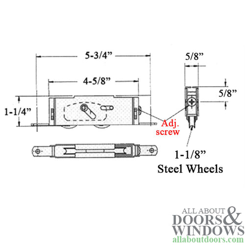 Croft Vicksburg Vinyl Sliding Patio Glass Door Roller Assembly, 1-1/8