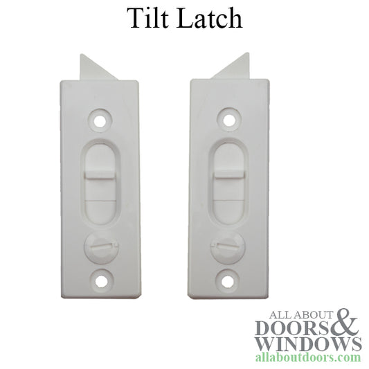 Tilt Latch, Surface mount, 2-7/16 screws, Plastic, Pairs - White