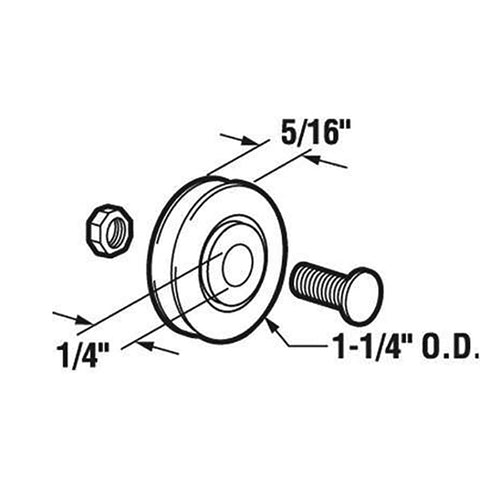 Roller Assembly with 1-1/4 Inch Steel Wheel for Sliding Screen Door - Roller Assembly with 1-1/4 Inch Steel Wheel for Sliding Screen Door