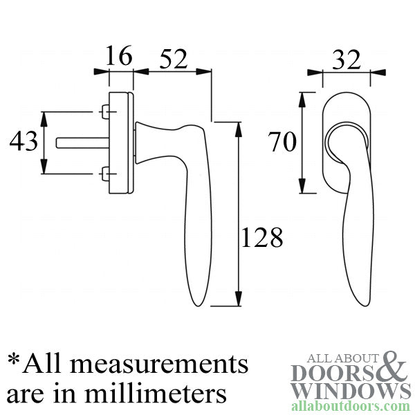 Toronto Handle for Tilt & Turn Windows - Solid Brass - Resista Polished Brass, Right Hand - Toronto Handle for Tilt & Turn Windows - Solid Brass - Resista Polished Brass, Right Hand