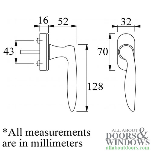Toronto Handle for Tilt & Turn Windows - Solid Brass - Resista Polished Brass, Right Hand - Toronto Handle for Tilt & Turn Windows - Solid Brass - Resista Polished Brass, Right Hand