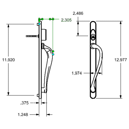 Active Interior Thumb Cambridge Handle Set - PVD Oil Rubbed Bronze - Active Interior Thumb Cambridge Handle Set - PVD Oil Rubbed Bronze