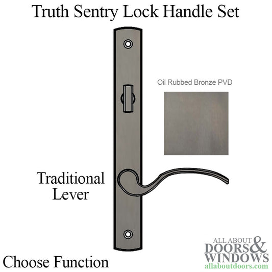 Truth Sentry Lock Handle Set, Traditional, Decorative finish over Brass, PVD Bronze