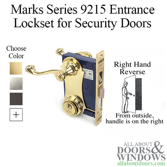 Marks Series 9215 Unilock Entrance Lockset - 1" x 7-1/8" Lock Face - Right Hand Reverse - Choose Color