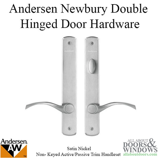 Hardware Kit, Double Door, Newbury, Active / Passive - Satin Nickel