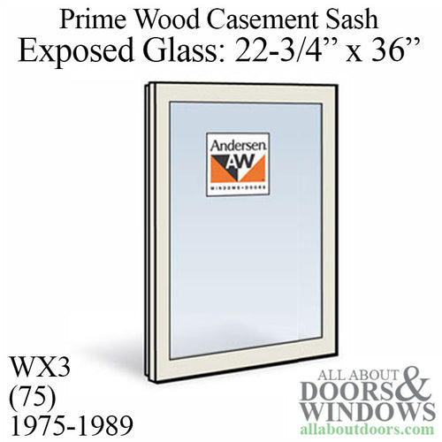 Andersen Dual Pane Sash, WX3 (77)  EG 22-3/4, 1975-1989 - Andersen Dual Pane Sash, WX3 (77)  EG 22-3/4, 1975-1989