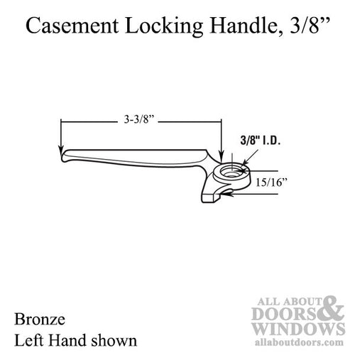 Handle, Casement / Projecting Locking, 3/8 in Bronze - Choose Handing - Handle, Casement / Projecting Locking, 3/8 in Bronze - Choose Handing