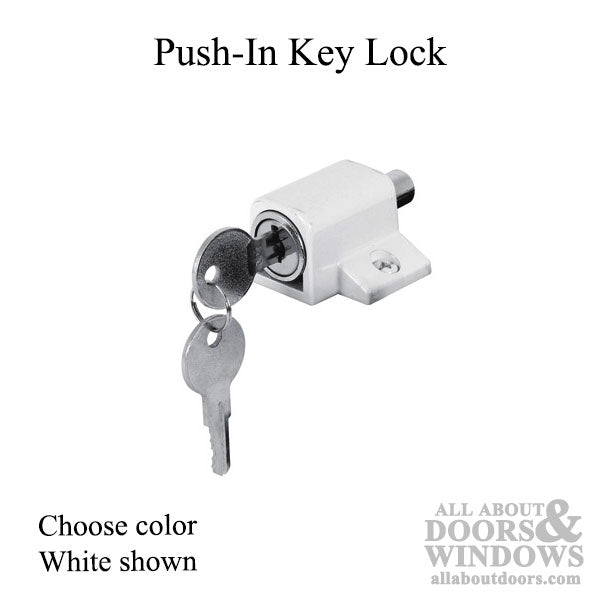 Patio Door Push-in Keyed Lock - Choose Color - Patio Door Push-in Keyed Lock - Choose Color