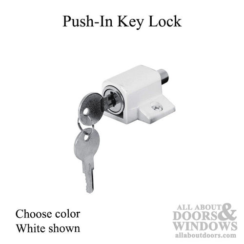 Patio Door Push-in Keyed Lock - Choose Color - Patio Door Push-in Keyed Lock - Choose Color