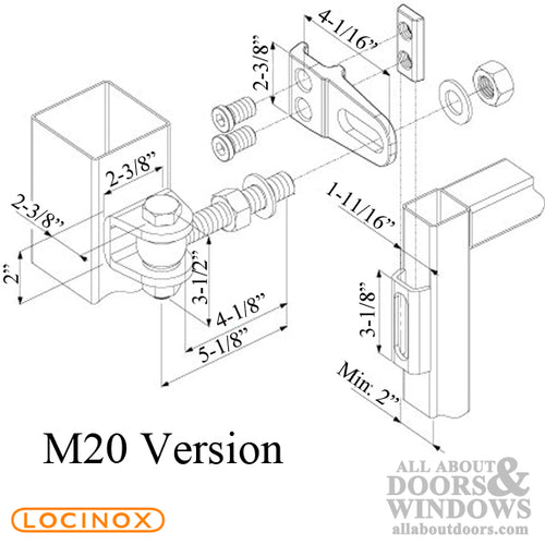 180 Degree Weld-On 4D Adjustable Hinge with M16 or M20 Eyebolts - 180 Degree Weld-On 4D Adjustable Hinge with M16 or M20 Eyebolts