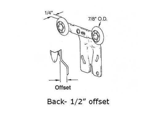 Back Tandem Closet Door Rollers 7/8 Inch Diameter 1/2 Inch Offset - Back Tandem Closet Door Rollers 7/8 Inch Diameter 1/2 Inch Offset