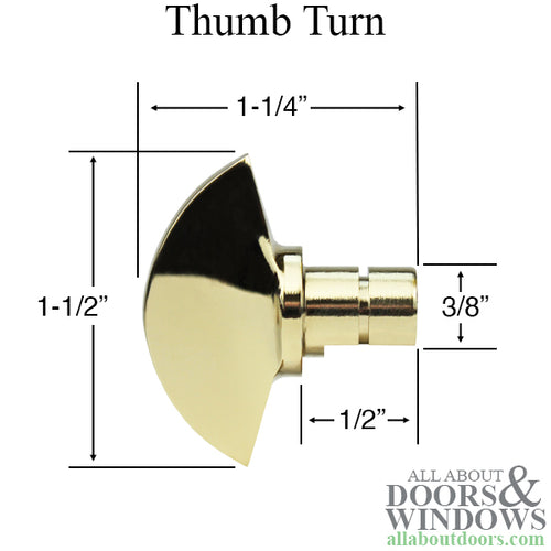 Thumb Turn Kit for Multipoint Lock Trim, Emtek  - Polished Brass - Thumb Turn Kit for Multipoint Lock Trim, Emtek  - Polished Brass