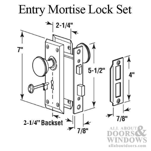 Victorian Style Keyed Mortise Lock Set - Satin Nickel - Victorian Style Keyed Mortise Lock Set - Satin Nickel