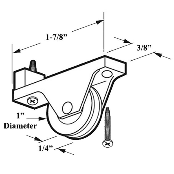 Bottom Mount Guide Roller Assembly with 1 Inch Steel Wheel for Sliding Screen Door - Bottom Mount Guide Roller Assembly with 1 Inch Steel Wheel for Sliding Screen Door