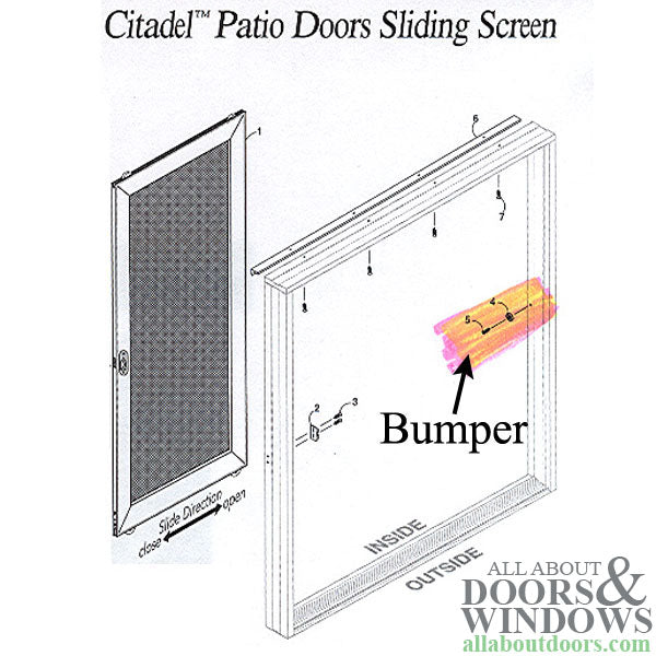 Peachtree Screen Bumper Kit, IPD Citadel Patio Door - Tan - Peachtree Screen Bumper Kit, IPD Citadel Patio Door - Tan