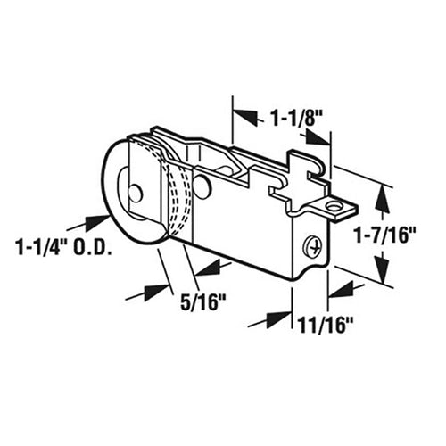 1-1/4  DIA. Nylon wheel, Roller Assembly - 1-1/4  DIA. Nylon wheel, Roller Assembly