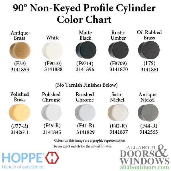 31.5 / 10 New Style HOPPE Non Logo 90 Non-Keyed Profile Cylinder Lock, Solid Brass, Choose Finish - 31.5 / 10 New Style HOPPE Non Logo 90 Non-Keyed Profile Cylinder Lock, Solid Brass, Choose Finish