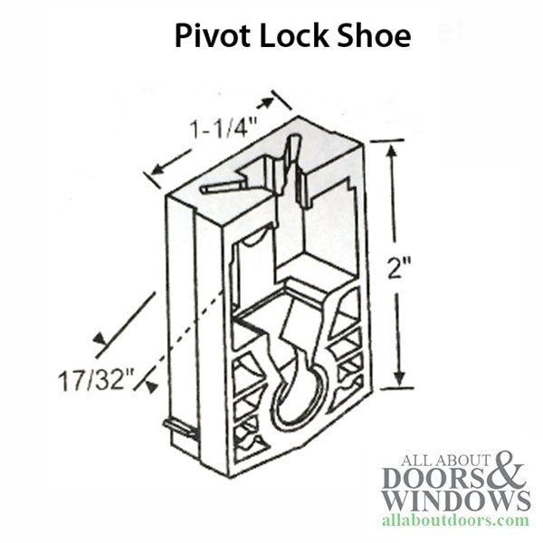 Pivot Lock Shoe, 1.25 x .530 Molded Plastic, Metal Spring - Pivot Lock Shoe, 1.25 x .530 Molded Plastic, Metal Spring