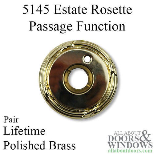Baldwin 5145 Estate Rose, Pairs, Passage Function - Lifetime Polished Brass - Baldwin 5145 Estate Rose, Pairs, Passage Function - Lifetime Polished Brass