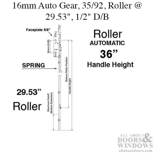 16mm Auto Gear, 35/92, Roller @ 29.53