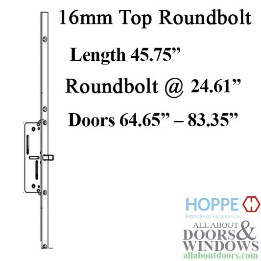 16mm Manual Top Extension, Roundbolt @ 24.61", 45.75" Length