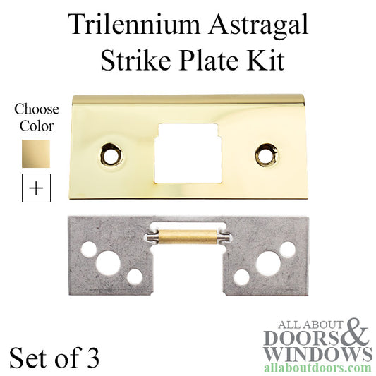 Trilennium Astragal Strike Plate Kit  (3) with Screws - Choose Color