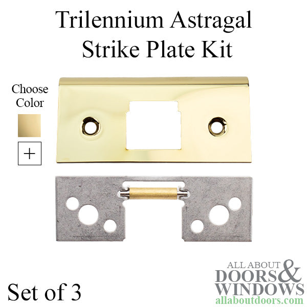 Trilennium Astragal Strike Plate Kit  (3) with Screws - Choose Color - Trilennium Astragal Strike Plate Kit  (3) with Screws - Choose Color