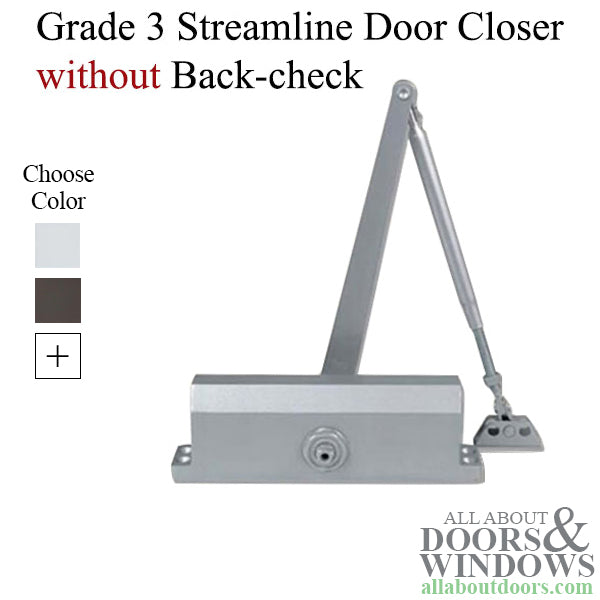 Grade 3 Streamline Commercial Door Closer with no Back-check, Spring size 2, Choose Color - Grade 3 Streamline Commercial Door Closer with no Back-check, Spring size 2, Choose Color