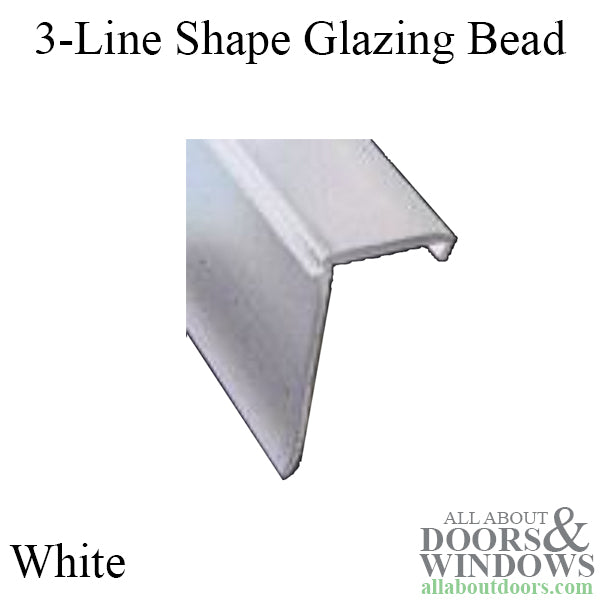 Glazing Bead, 3-Line Shape, VINYL - White - Glazing Bead, 3-Line Shape, VINYL - White