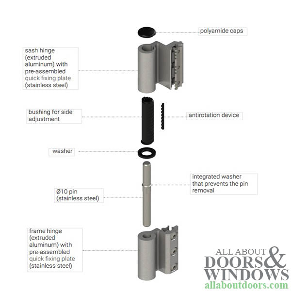 Giesse Celera Clamp Hinge for Aluminum Terrace and Balcony Doors - Giesse Celera Clamp Hinge for Aluminum Terrace and Balcony Doors