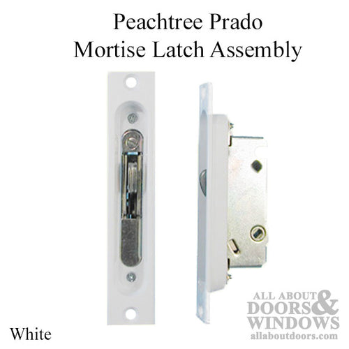 Mortise Latch Assembly With Recessed Faceplate; Peachtree Sliding Door - White - Mortise Latch Assembly With Recessed Faceplate; Peachtree Sliding Door - White