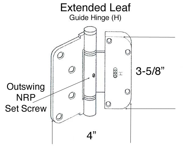 Hoppe HTL 2D Guide (H) with NRP Extended Leaf Hinge Solid Brass - Hoppe HTL 2D Guide (H) with NRP Extended Leaf Hinge Solid Brass