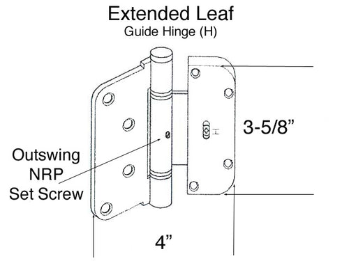 Hoppe HTL 2D Guide (H) with NRP Extended Leaf Hinge Solid Brass - Hoppe HTL 2D Guide (H) with NRP Extended Leaf Hinge Solid Brass