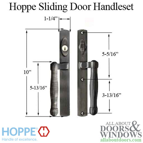 HOPPE HLS 9000 Sliding Door Handle Set Active Keyed Antique Nickel - HOPPE HLS 9000 Sliding Door Handle Set Active Keyed Antique Nickel