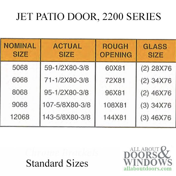 Columbia 2200 Jet Aluminum Sliding Patio Glass Door - Columbia 2200 Jet Aluminum Sliding Patio Glass Door