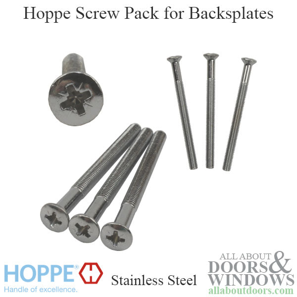 Hoppe Screw Pack for Backsplates, 3-pack - Polished Chrome - Hoppe Screw Pack for Backsplates, 3-pack - Polished Chrome