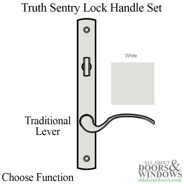 Truth Sentry Lock Handle Set, Traditional, Painted over Zinc, White - Truth Sentry Lock Handle Set, Traditional, Painted over Zinc, White